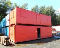 Pair of 32ft x 10ft Red Open Sided Modular Office Units / Canteen / Cabin / Container (ref Sjl1610/sjl1832) - Second Hand - Office