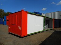 32ft x  10ft Red Open Sided Modular Office Unit / Canteen / Cabin / Container (ref Sjl2046) -  Second Hand  - Office / Canteen