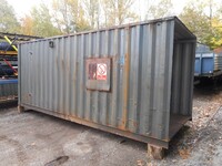 20 ft x  8 ft Grey / Blue Steel Storage Sea Container Open End / Personnel Door - Second Hand  - Store