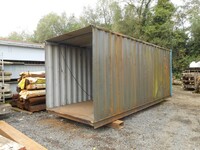 20 ft x  8 ft Grey / Blue Steel Storage Sea Container Open End / Double Door - Second Hand  - Store