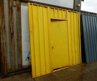 Used Steel Wall Temporary Site Fence / Hoarding Panel With Door 2.450 Mtr High x 2.500 Mtr Wide - Yellow