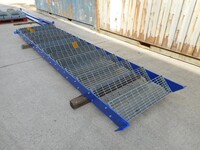 Used Steel Staircase 3.000 Mtr Total Rise High 1.010 Mtr Internal Width Blue With Galv Floor Forge Treads - no Handrail
