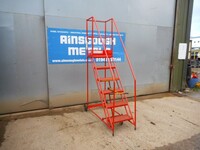 Used Mobile Warehouse Step Ladder 1500mm Rise 5 no Steps - Red (stairs, Staircase, Container Access)