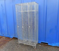 Used Wire Mesh Cage Locker 910mm Wide 1980mm High - 3 no Doors