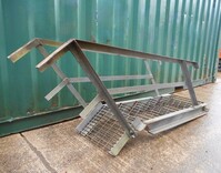 Used Steel Container Staircase / Steps 1.125 Mtr Total Rise High 0.600 Mtr Internal Width Galv With Open Treads - C/w Handrail