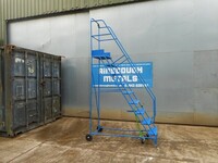 Used Mobile Warehouse Step Ladder 2250mm Rise 8 no Steps - Blue (stairs, Staircase, Container Access)