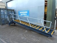 Used Steel Staircase With Landing 2.900 Mtr O/a Rise High 0.850 Mtr Internal Width Dark Grey - C/w Handrail