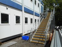 Used Steel Staircase For Stackable Units C/w 2 no Landings 4.000mtr O/a Rise High  Galvanised - C/w Handrail