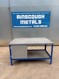 Used Steel & Galv Table / Workbench / Cupboard 1500mm Wide x 845mm High (ref 1)