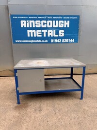 Used Steel & Galv Table / Workbench / Cupboard 1500mm Wide x 845mm High (ref 2)